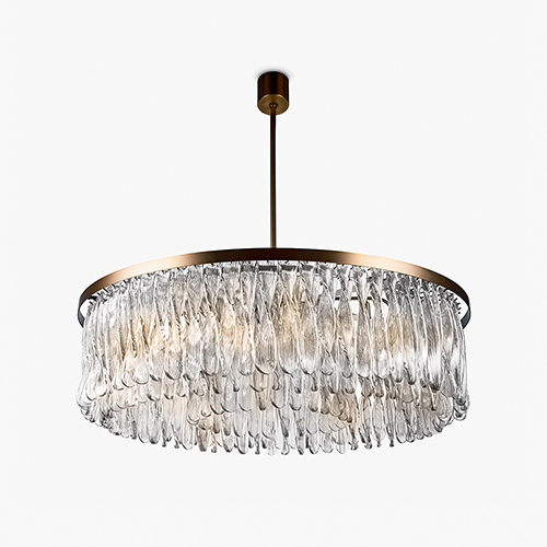 Triple Drum Ribbon Chandelier